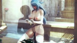 Goddess aqua horny slutty girl dominated and anal fucked in stocking